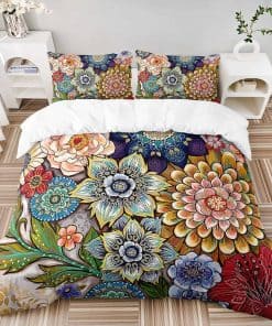 Juego de Funda Nórdica Boho Floral Tamaño Queen - Colorida