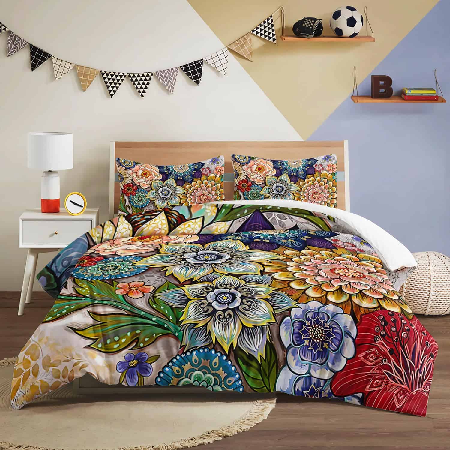 Juego de Funda Nórdica Boho Floral Tamaño Queen - Colorida - Imagen 5