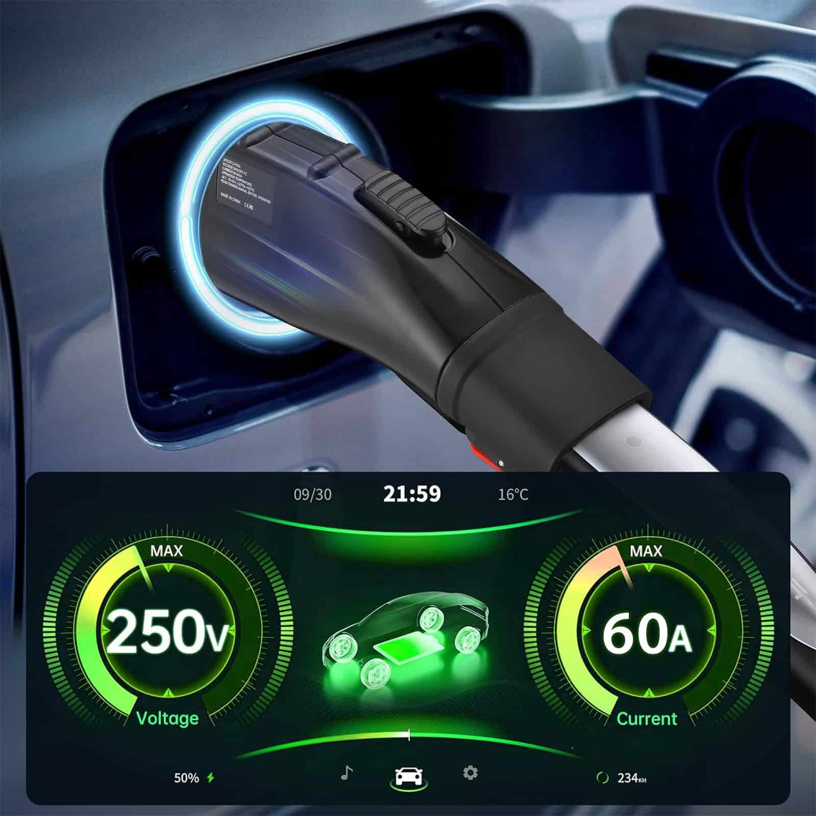 Adaptador de Tesla a J1772 Kipalm, Máx 60 Amp y 250V, - Imagen 9