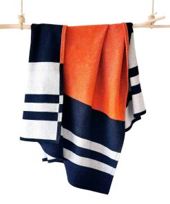 Manta de Lana y Mantas 90% Lana Manta Cálida -Azul Marino+Na