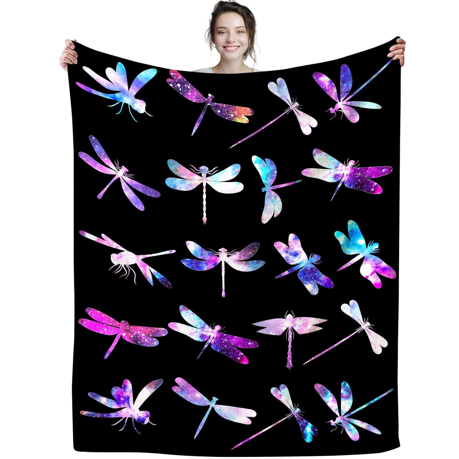 Manta de libélulas Wattnai acogedora y divertida, ligera y