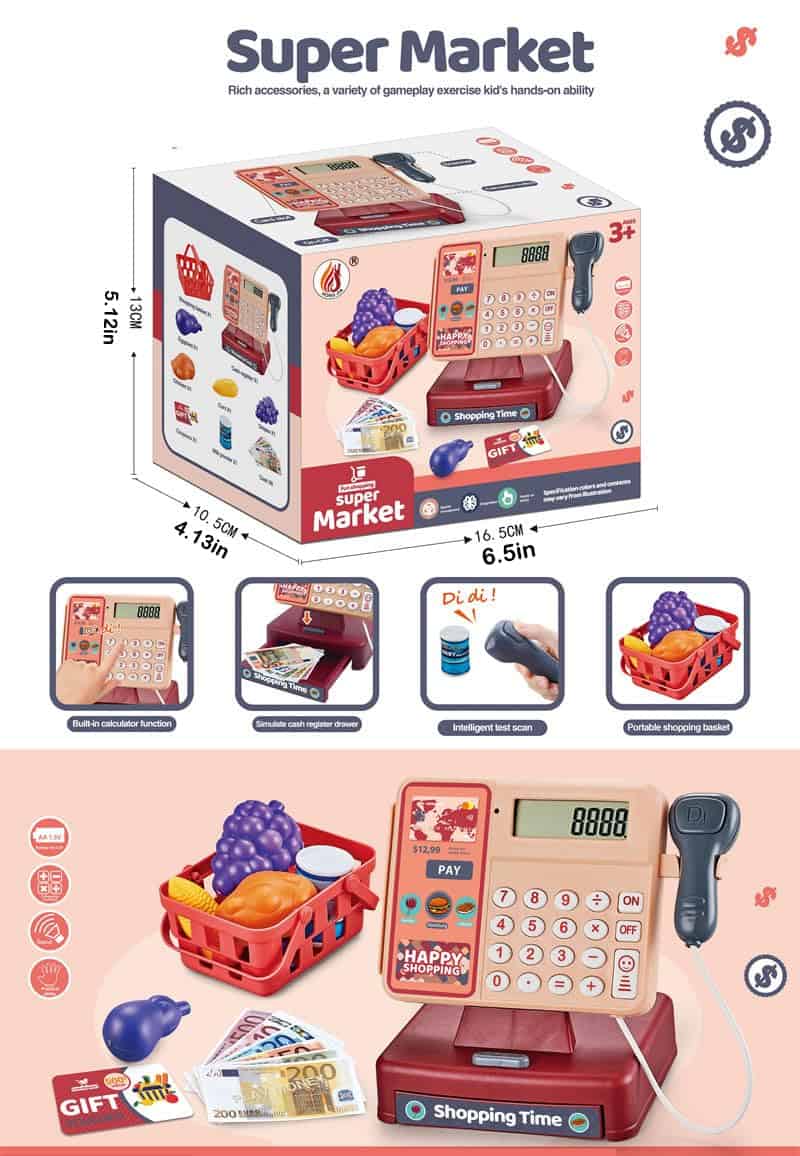 Caja registradora de juguete, conjunto de juego de caja - Imagen 3