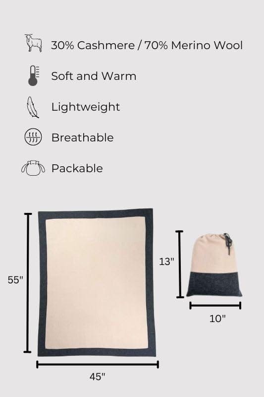 Jet&Bo lujosa manta de viaje de mezcla de cachemira y lana - Imagen 5