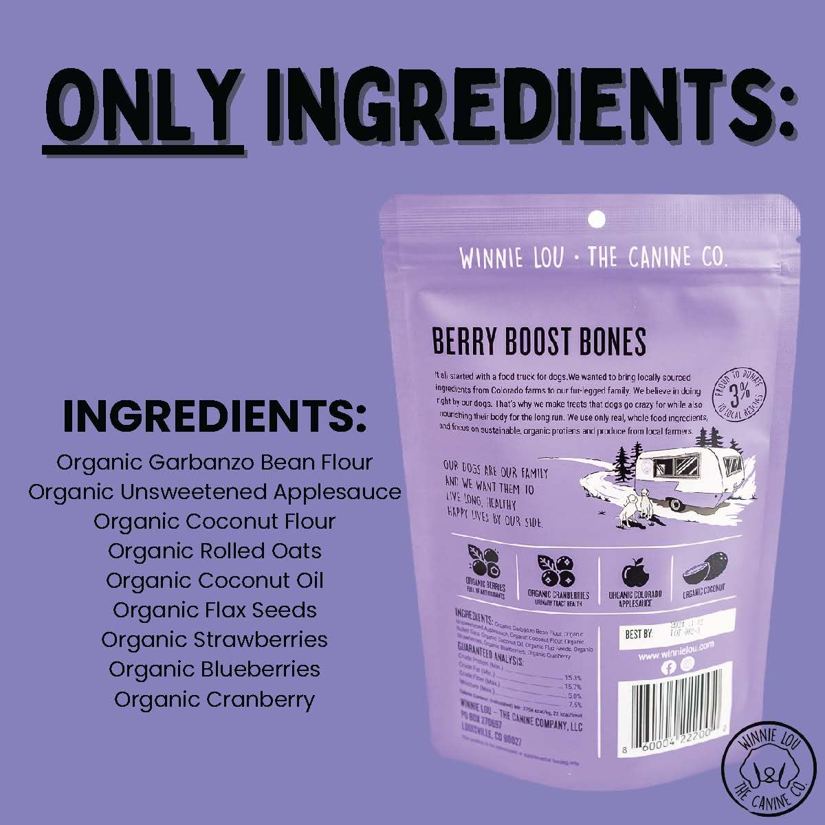 Premios para Perros Orgánicos Winnie Lou Berry Boost Bones - Imagen 7