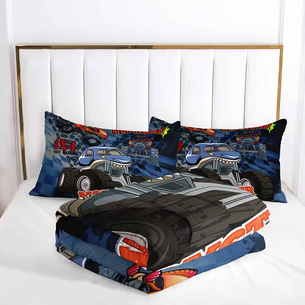 Juego de edredón Suncloris Cool Racing Monster Truck, niños - Imagen 4