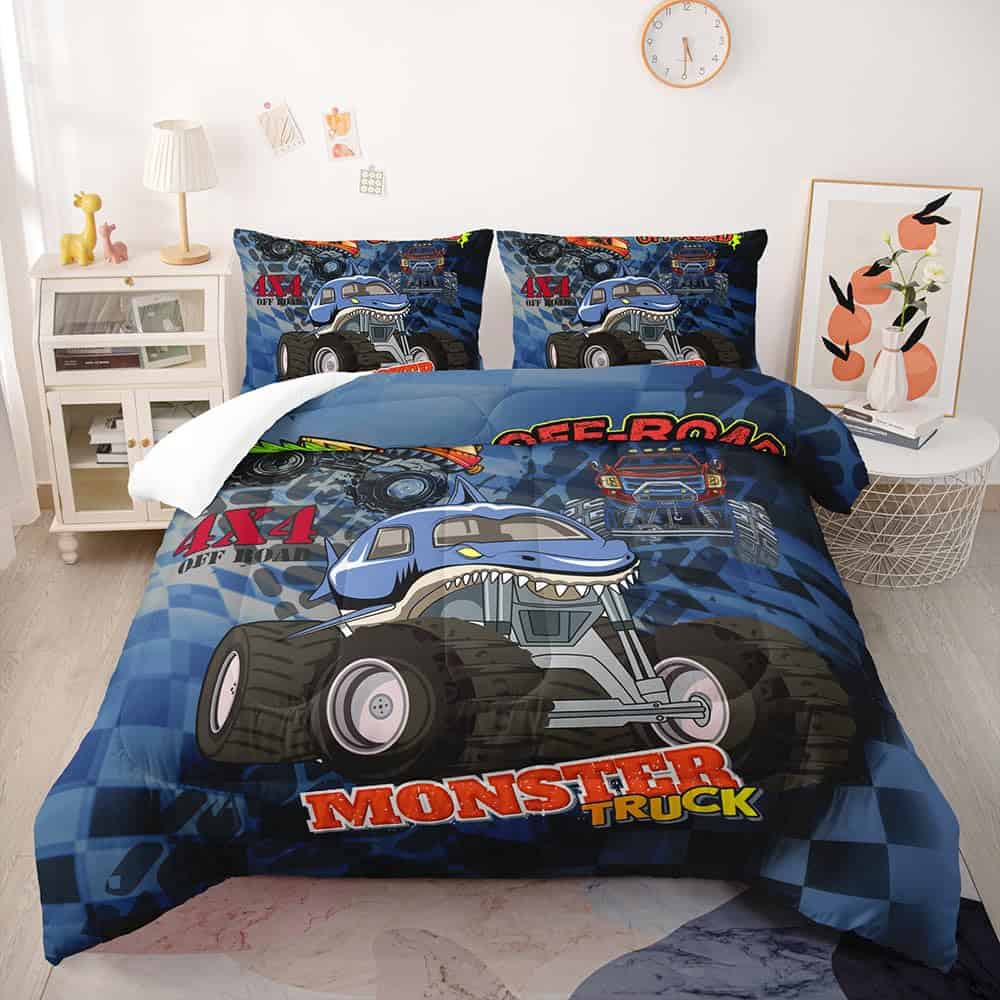 Juego de edredón Suncloris Cool Racing Monster Truck, niños