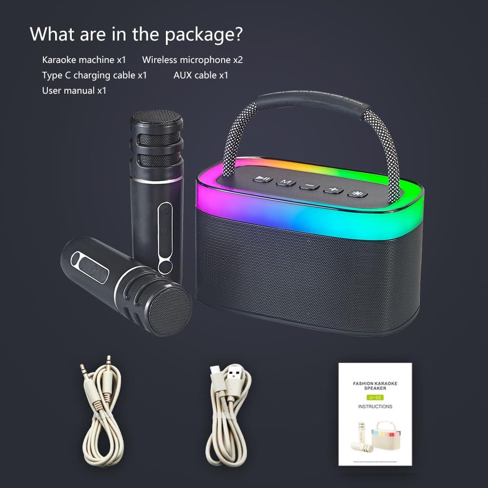 Máquina de Karaoke con 2 Micrófonos Inalámbricos, Altavoz - Imagen 8