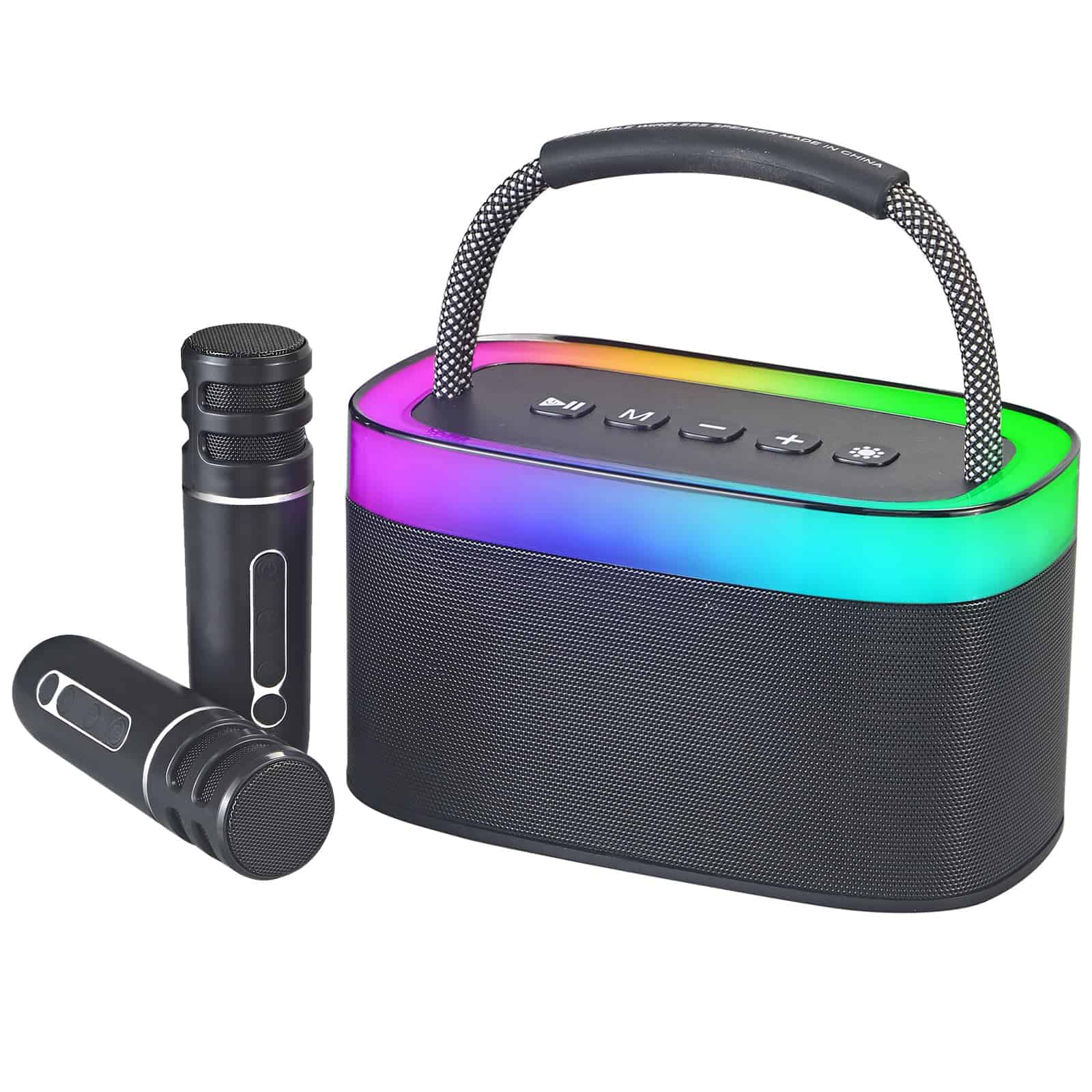 Máquina de Karaoke con 2 Micrófonos Inalámbricos, Altavoz