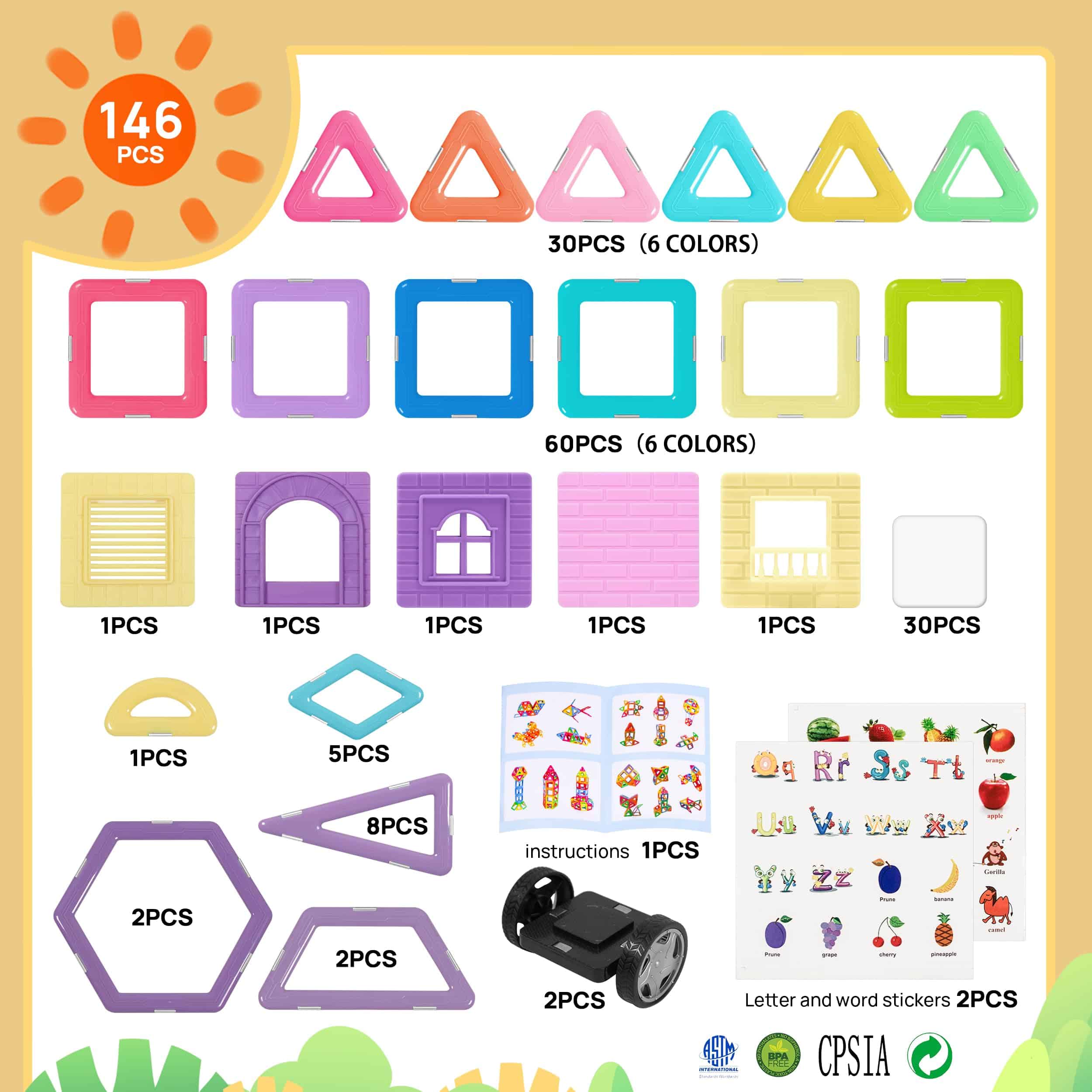 Bloques Magnéticos BigBear Cave de 146 piezas para niños - Imagen 3