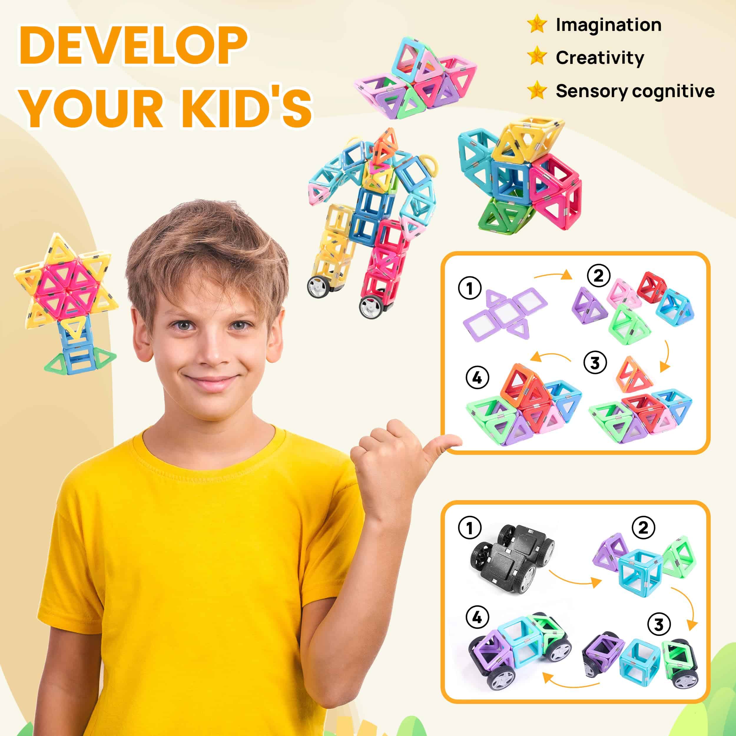 Bloques Magnéticos BigBear Cave de 146 piezas para niños - Imagen 5