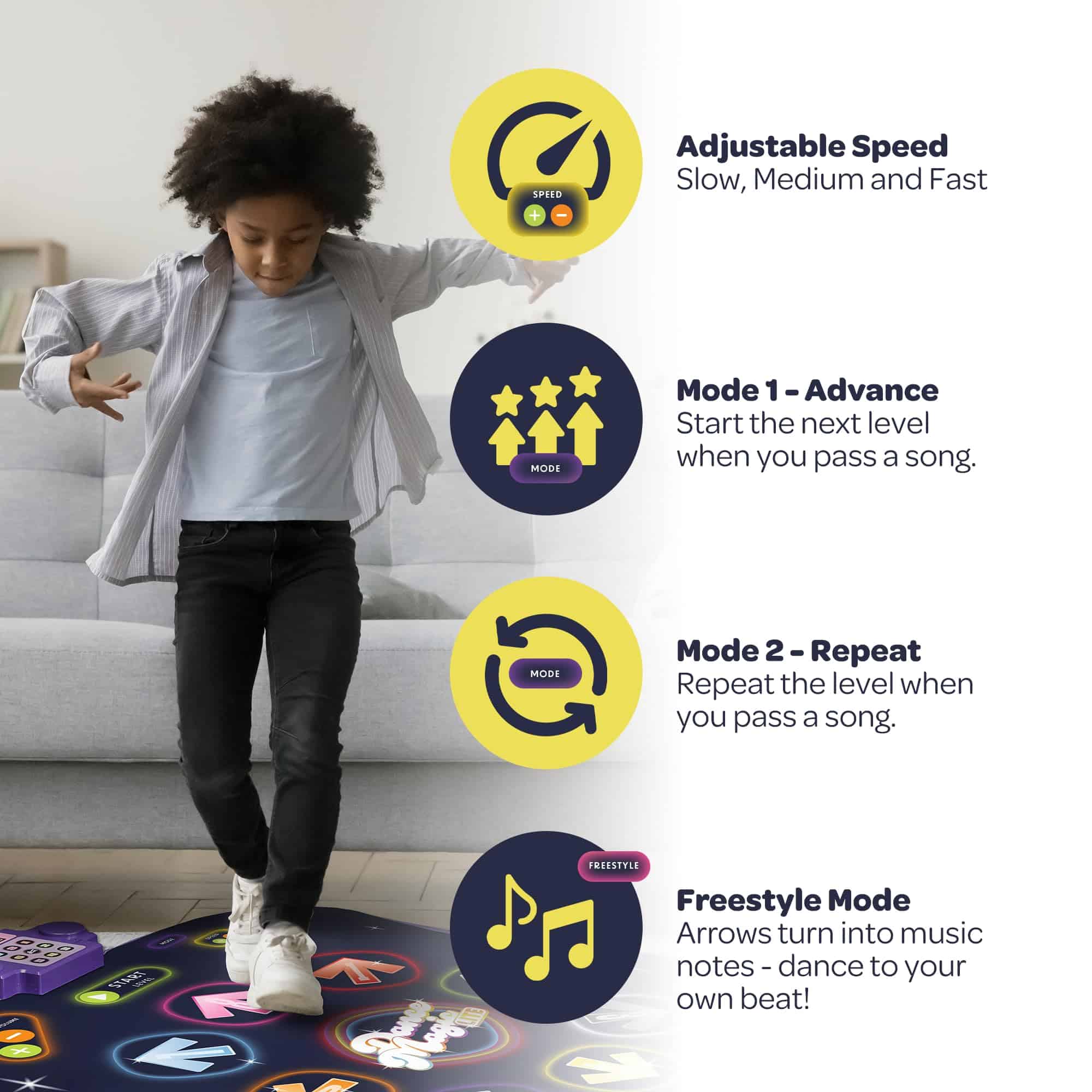 Tapete de Baile JOYBERRI - con 8 Niveles y -Azul Oscuro - Imagen 4