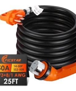 Cable de Extensión para RV de 50 amperios de 25 pies, Cable