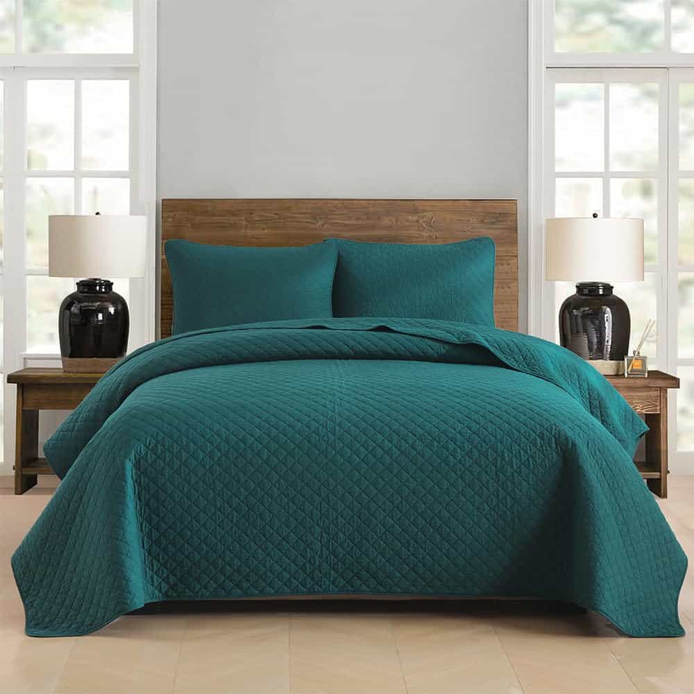 Juego de Edredón de Algodón King -Patrón de Diamante Turques