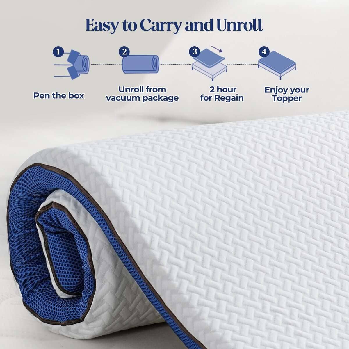 Sobrecolchón de Espuma Viscoelástica con Gel - 3 Pulgadas - Imagen 8