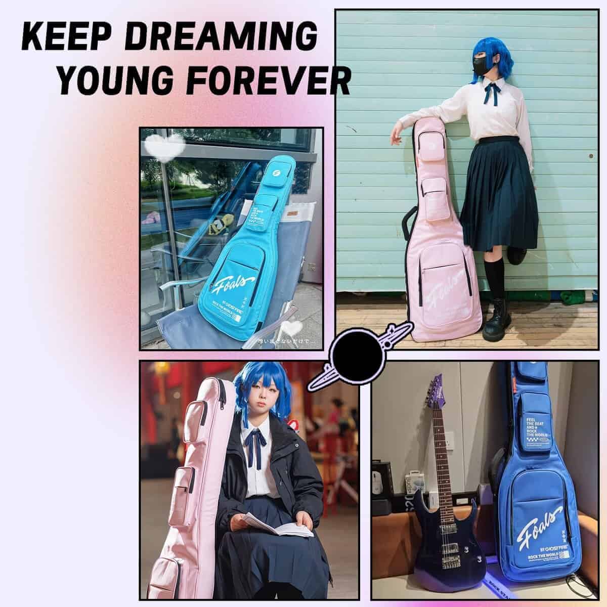 Estuche para guitarra eléctrica GHOSTFIRE -Azul Claro - Imagen 6