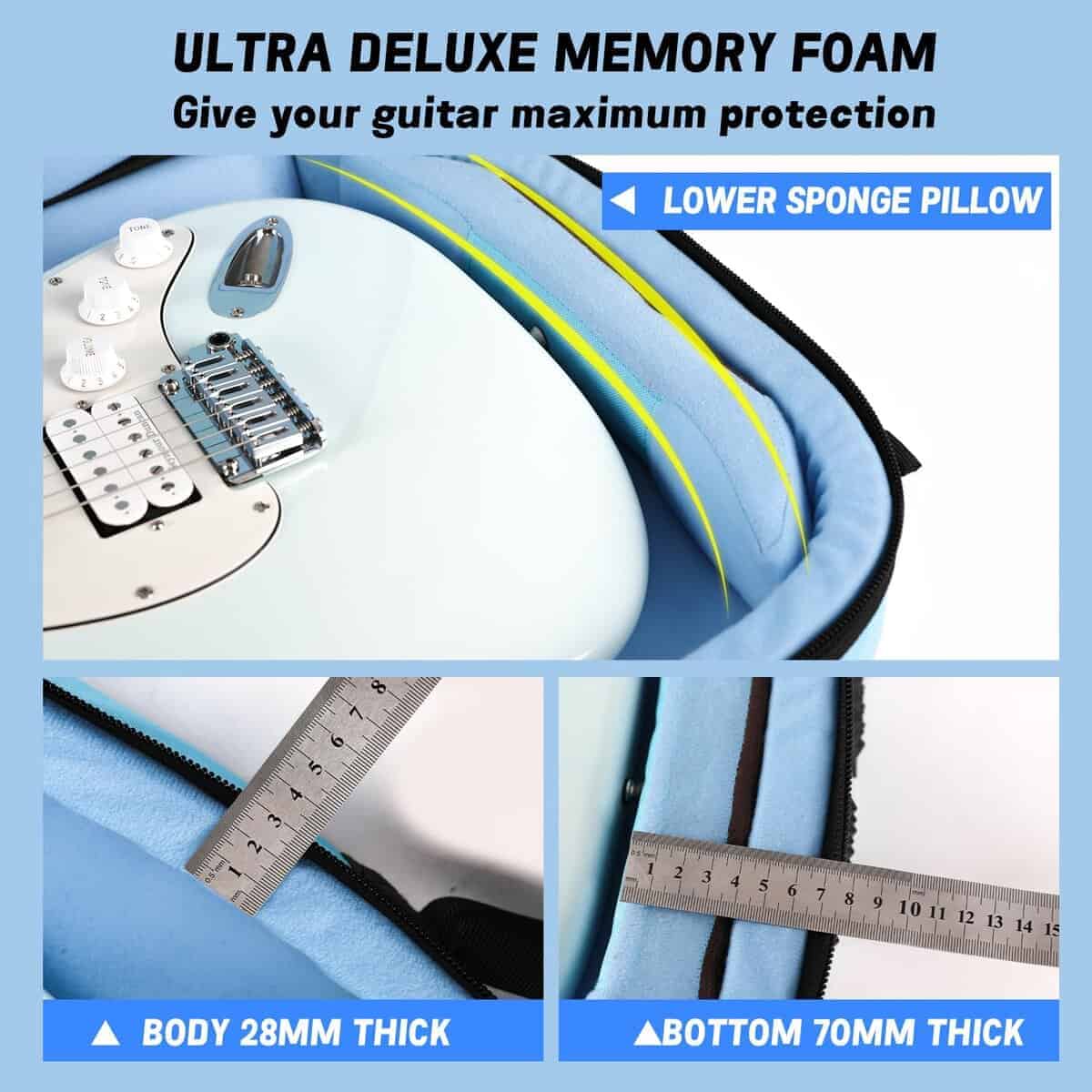 Estuche para guitarra eléctrica GHOSTFIRE -Azul Claro - Imagen 5