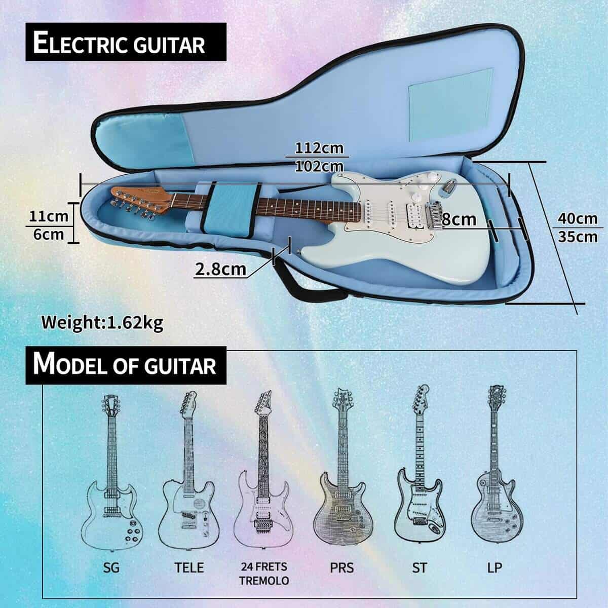 Estuche para guitarra eléctrica GHOSTFIRE -Azul Claro - Imagen 7