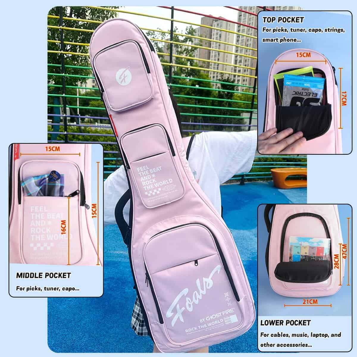 Estuche para guitarra eléctrica GHOSTFIRE -Azul Claro - Imagen 4