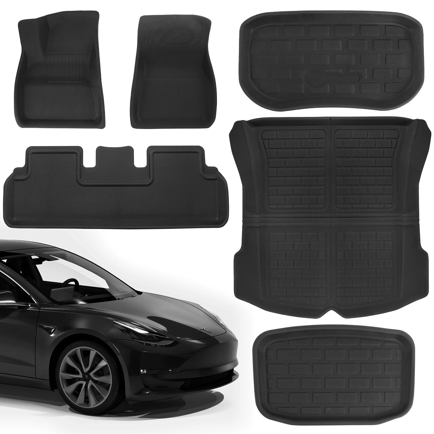 Conjunto completo de 6 Pzs de Tapetes para Tesla Model 3