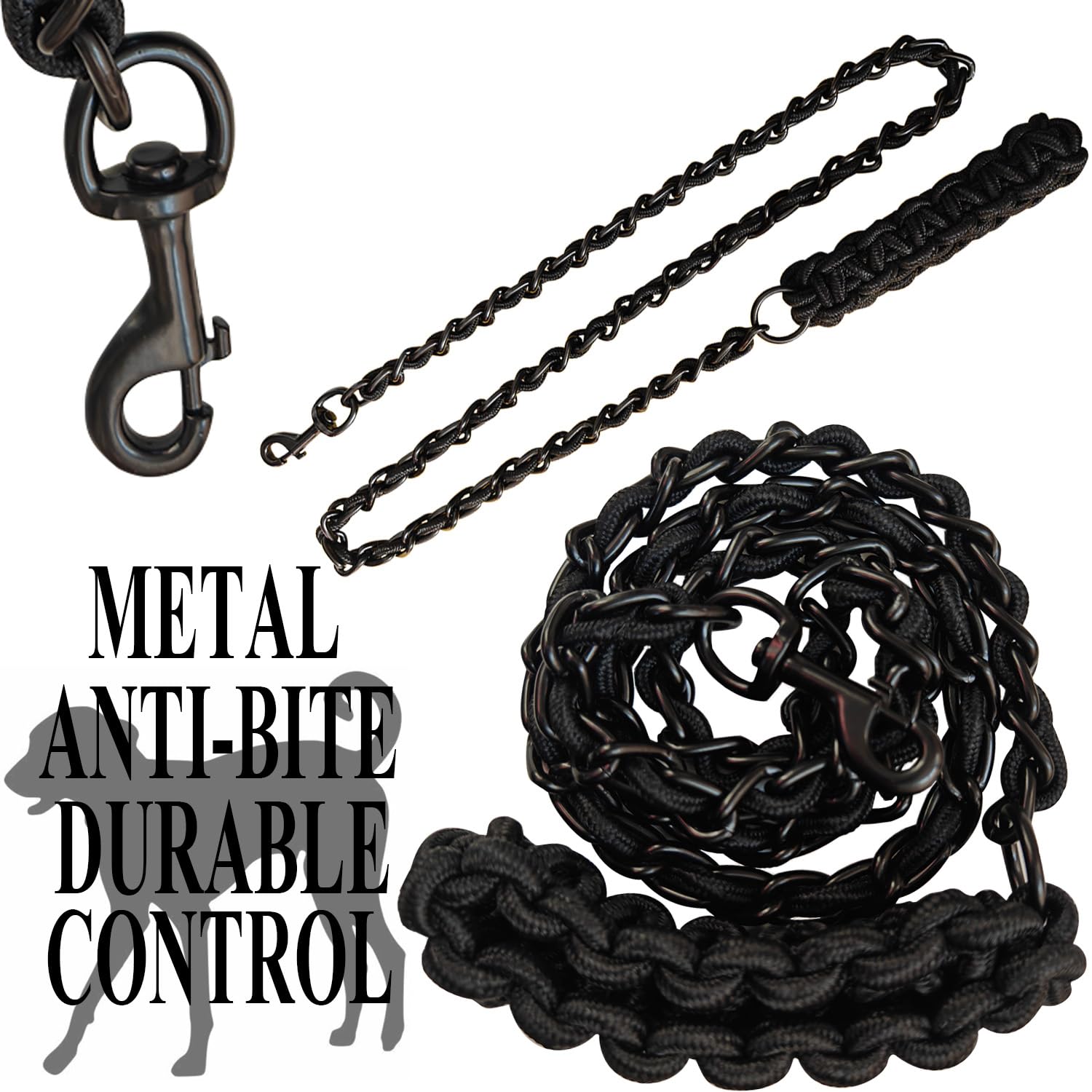 Correa para Perros Cadena Metálica con Collar para - Imagen 8