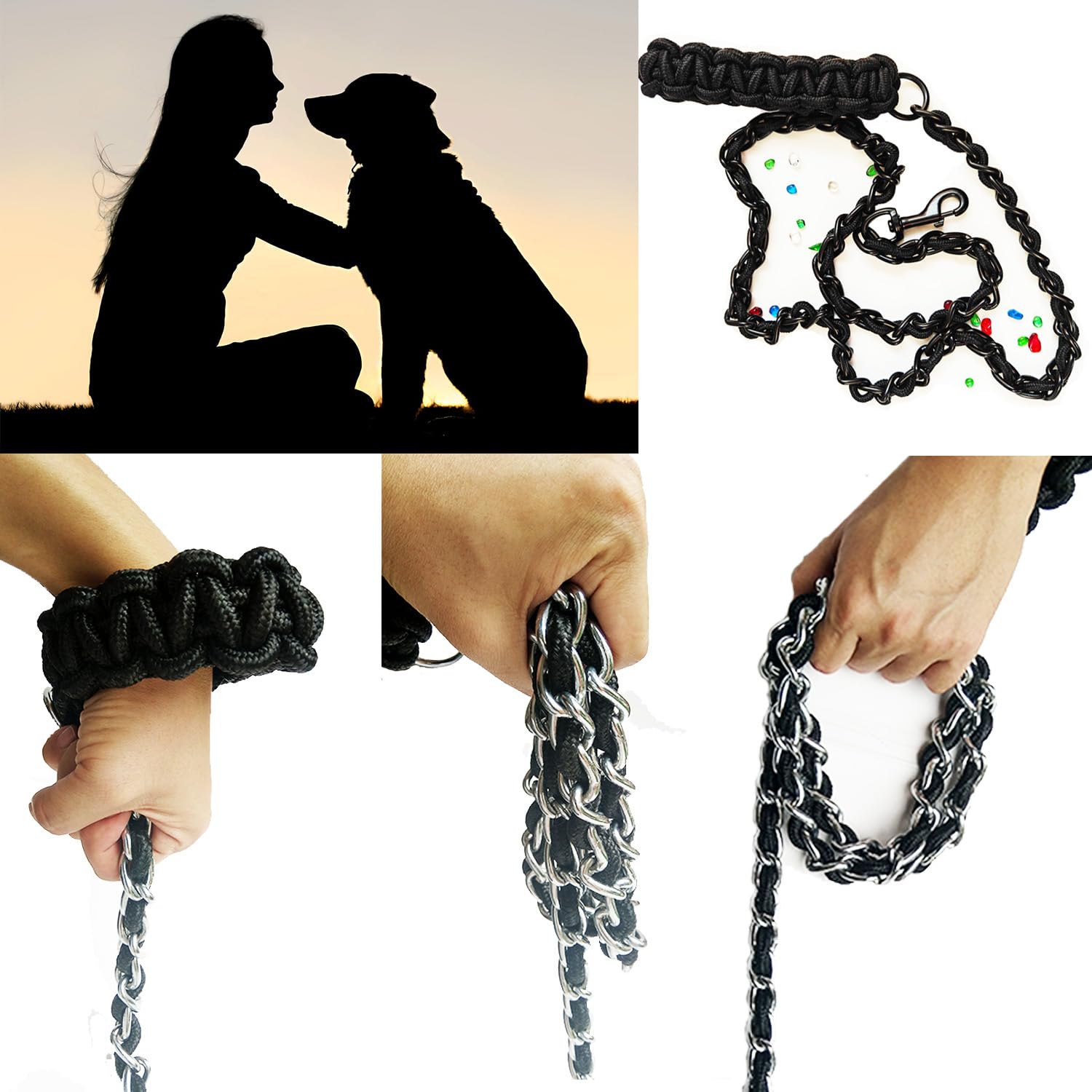 Correa para Perros Cadena Metálica con Collar para - Imagen 6