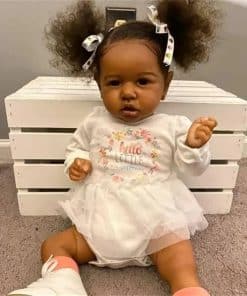 Muñecas de bebé renacer con piel oscura de 55 cm realistas
