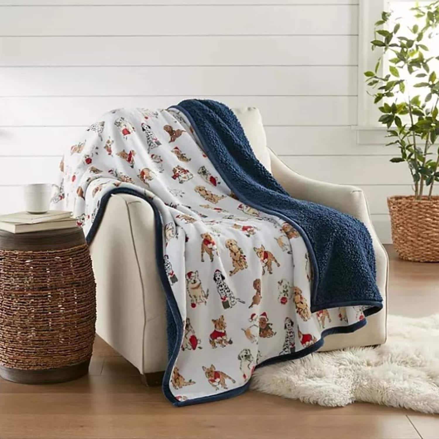 Cobertor de Vellón y Sherpa de Holiday con Estampado de