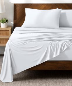Juego de sábanas de microfibra elástica -Blanco