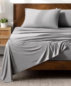 Juego de sábanas de microfibra elástica de -Gris Claro