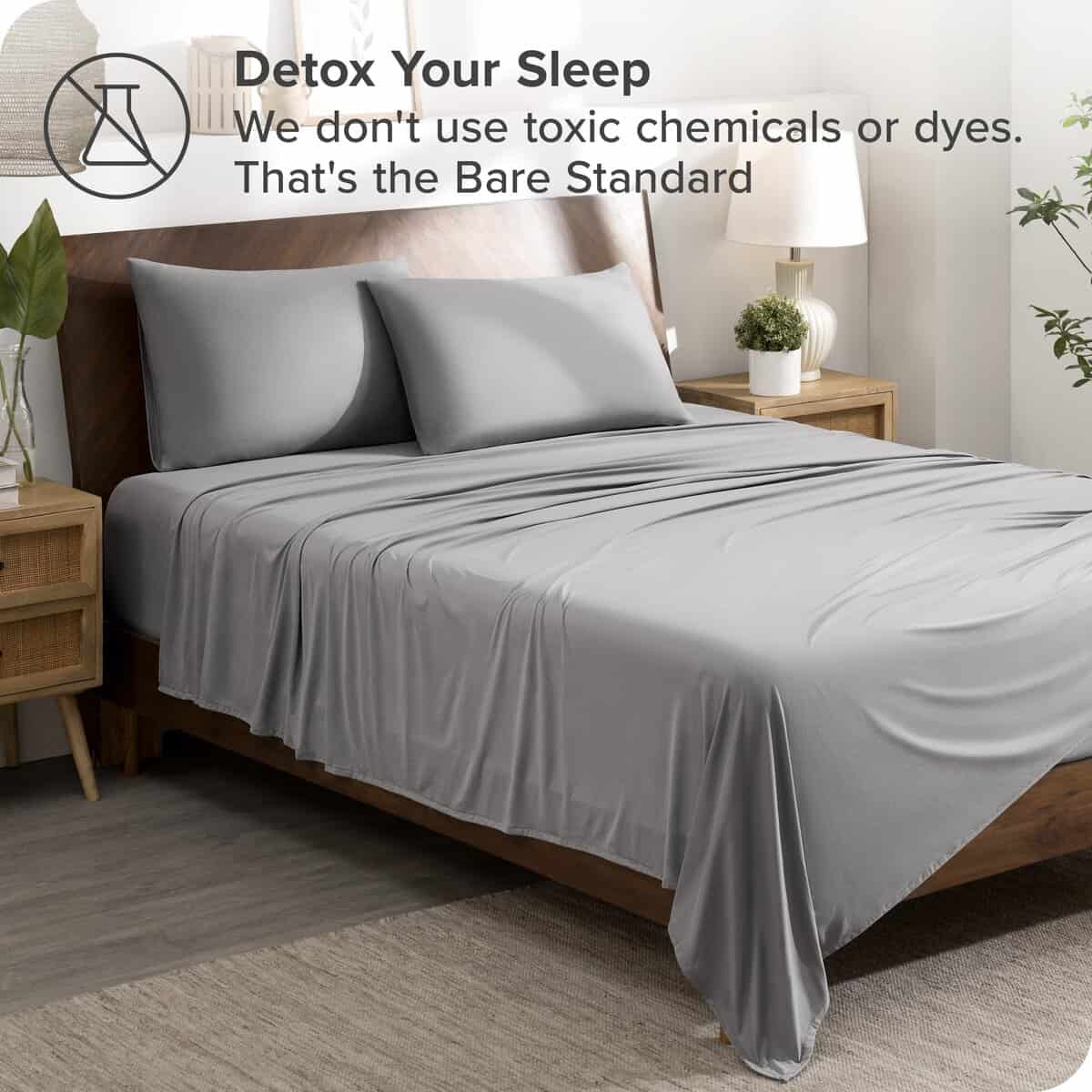 Juego de sábanas de microfibra elástica de -Gris Claro - Imagen 5