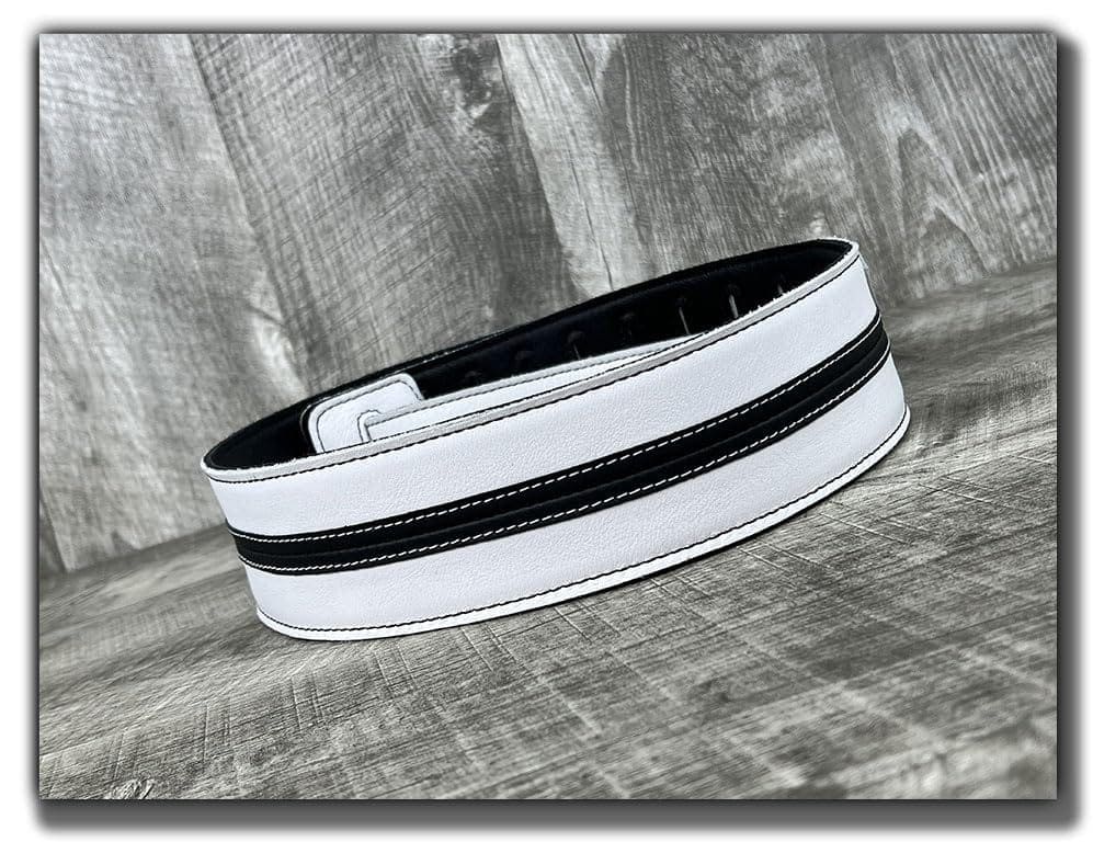 Correa de guitarra de cuero acolchado -Blanco Frostfire con - Imagen 4