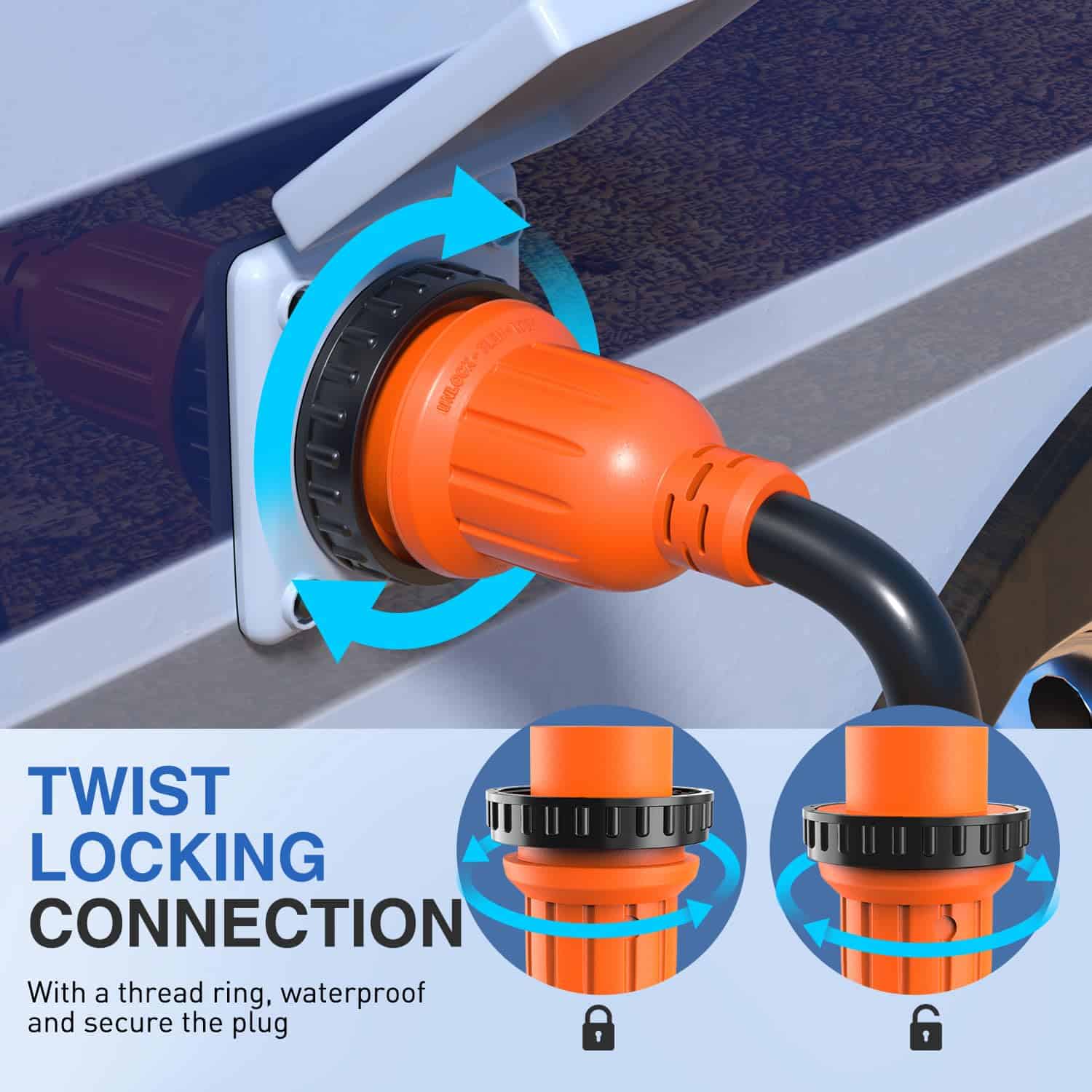 Cable de extensión con bloqueo Nilight 30 Amp 50FT para RV - Imagen 8
