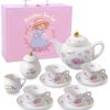 Juego de té de porcelana para niñas - Set de té blanco y