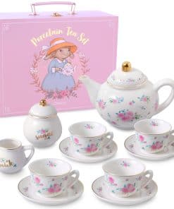 Juego de té de porcelana para niñas - Set de té blanco y