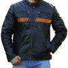 Chaqueta de Cuero Negra para Hombre TJVZ 100% Cuero Genuino