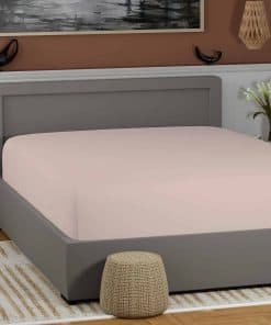 Sábana Ajustable Queen de Algodón 100% Suave en Rosa -