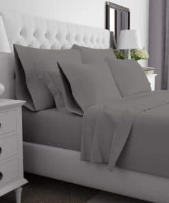 Juego de sábanas de tamaño King, color gris claro de 1000