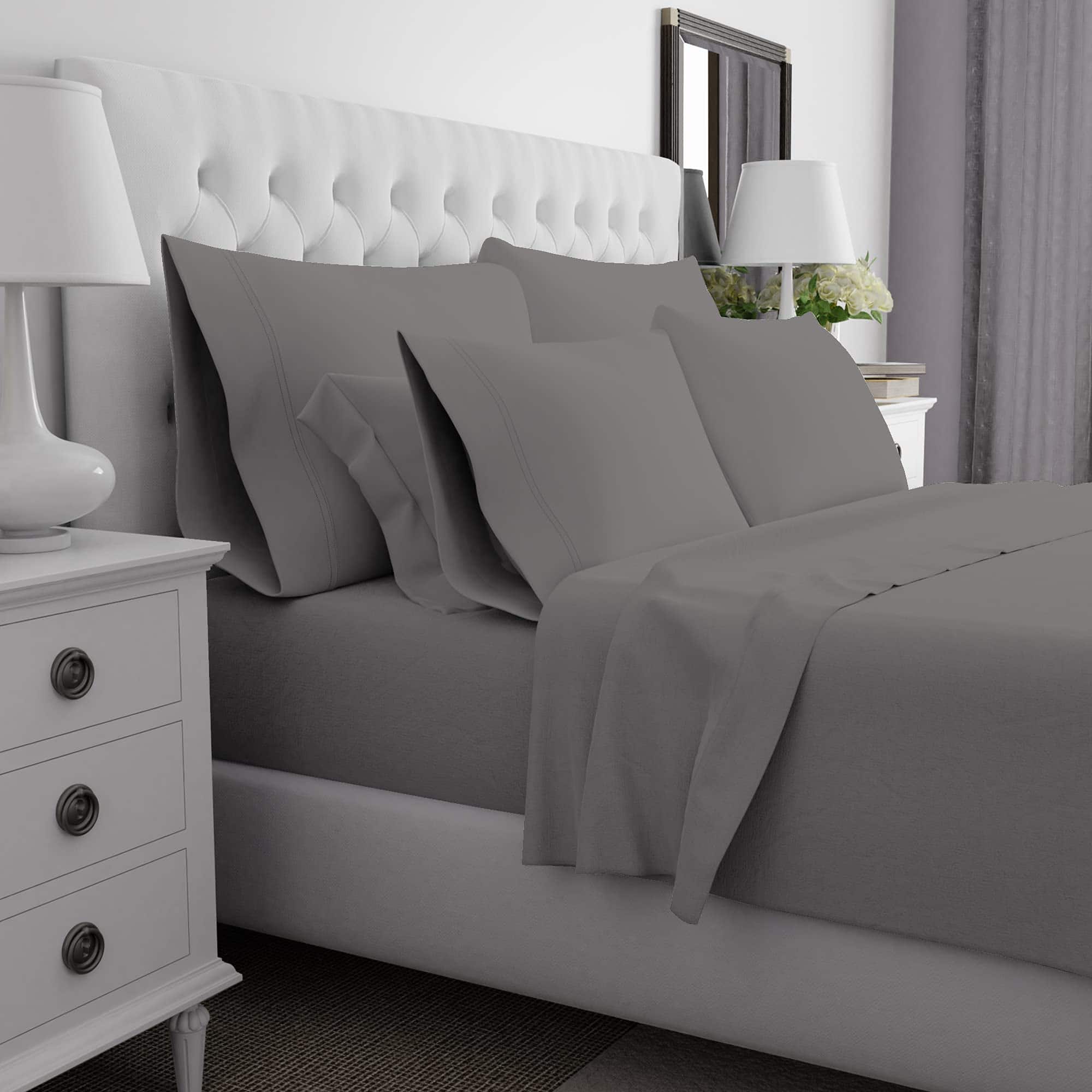 Juego de sábanas de tamaño King, color gris claro de 1000