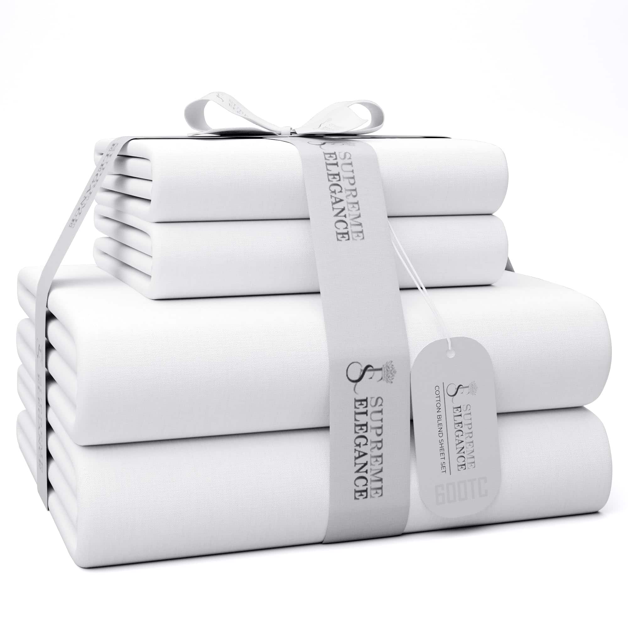 Juego de sábanas completas de 600 hilos Arctic White,