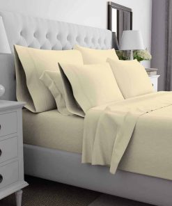 Juego de sábanas de algodón egipcio 100% Queen -Amarillo Cla