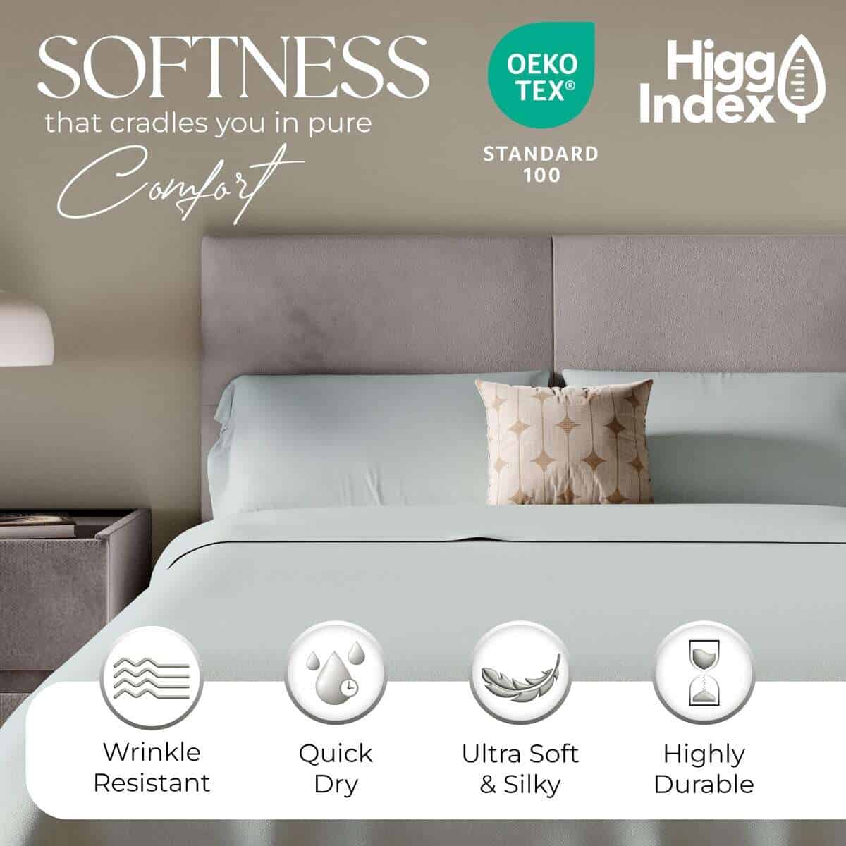 Juego de Sábanas Suaves Grises SUPREME ELEGANCE de 800 - Imagen 4