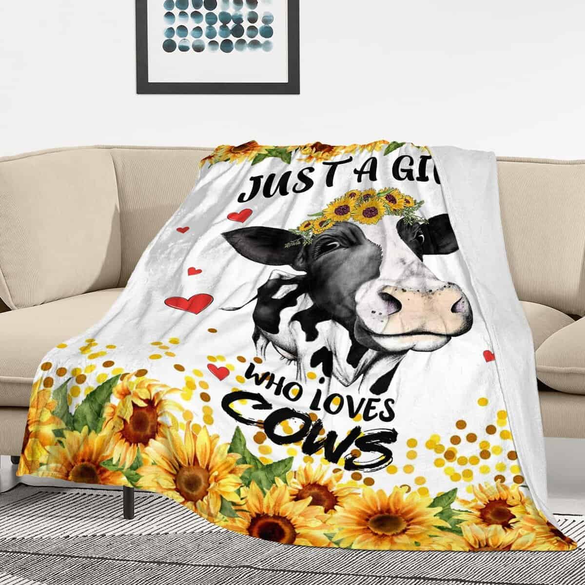Manta de Vaca Girasol - Suave y Acogedora Manta de Franela - Imagen 4