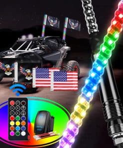 GOOACC 2PCS 4FT LED Whip Light Spiral RGB Chasing Whips con