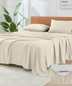 Juego de sábanas Queen GOKOTTA de 4 piezas, -Beige