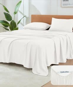 Juego de sábanas Queen GOKOTTA de 4 piezas, -Blanco