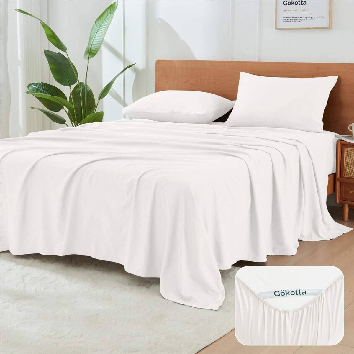 Juego de sábanas GOKOTTA de 4 piezas para cama king size,