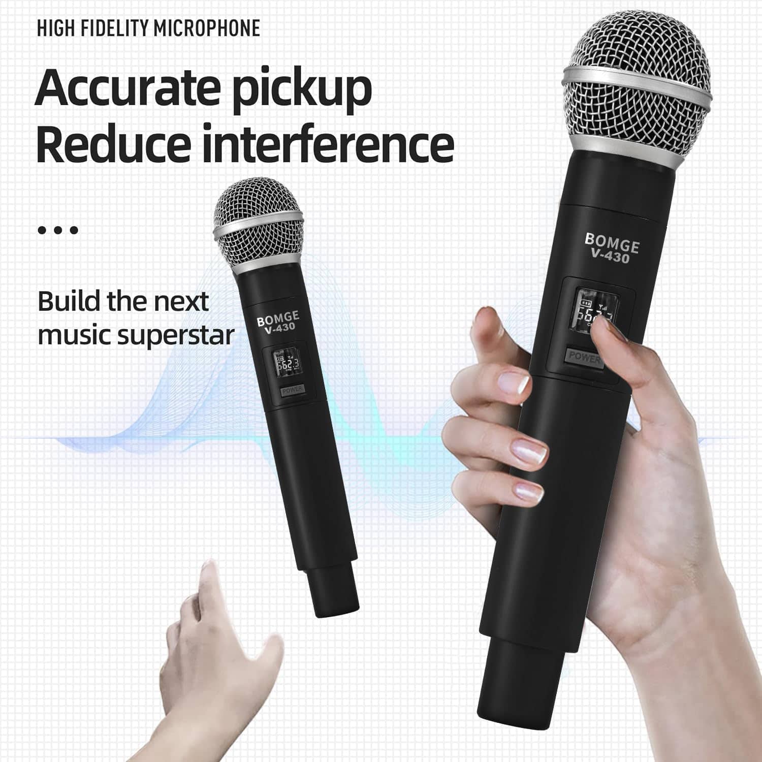 Sistema de Micrófono Inalámbrico, BOMGE Pro 4 Canales Set - Imagen 4