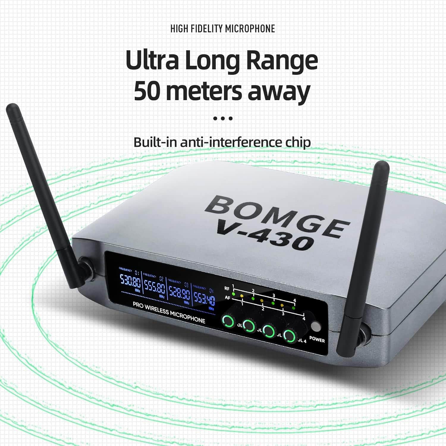 Sistema de Micrófono Inalámbrico, BOMGE Pro 4 Canales Set - Imagen 5