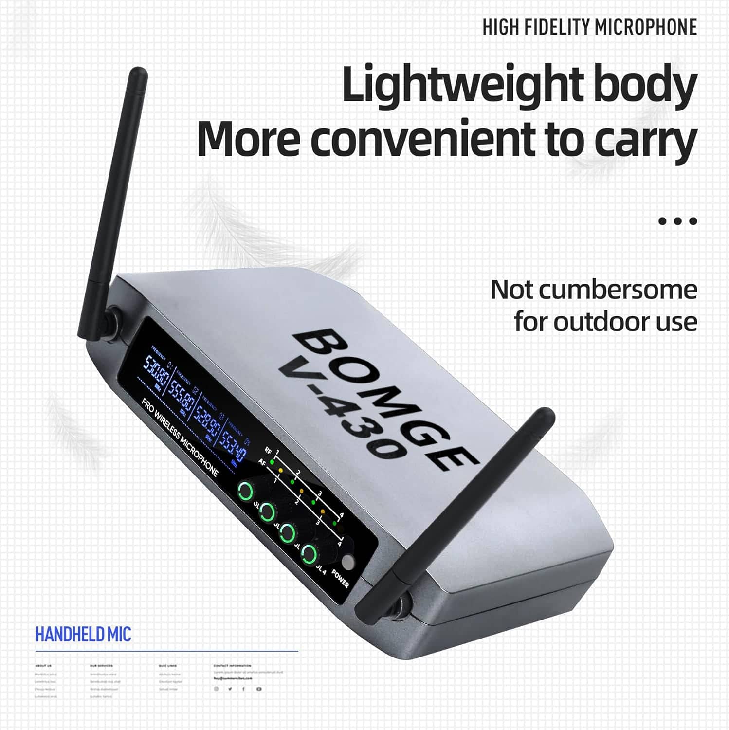 Sistema de Micrófono Inalámbrico, BOMGE Pro 4 Canales Set - Imagen 9