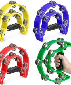 Paquete de 4 tamborines de media luna de 9 pulgadas para